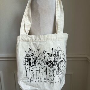 Oklahoma Contemporary White Canvas Tote Book Bag